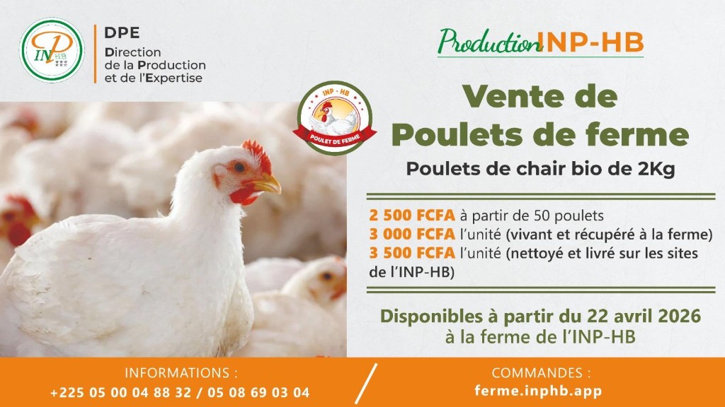 Affiche officielle vente poulets de ferme INP-HB